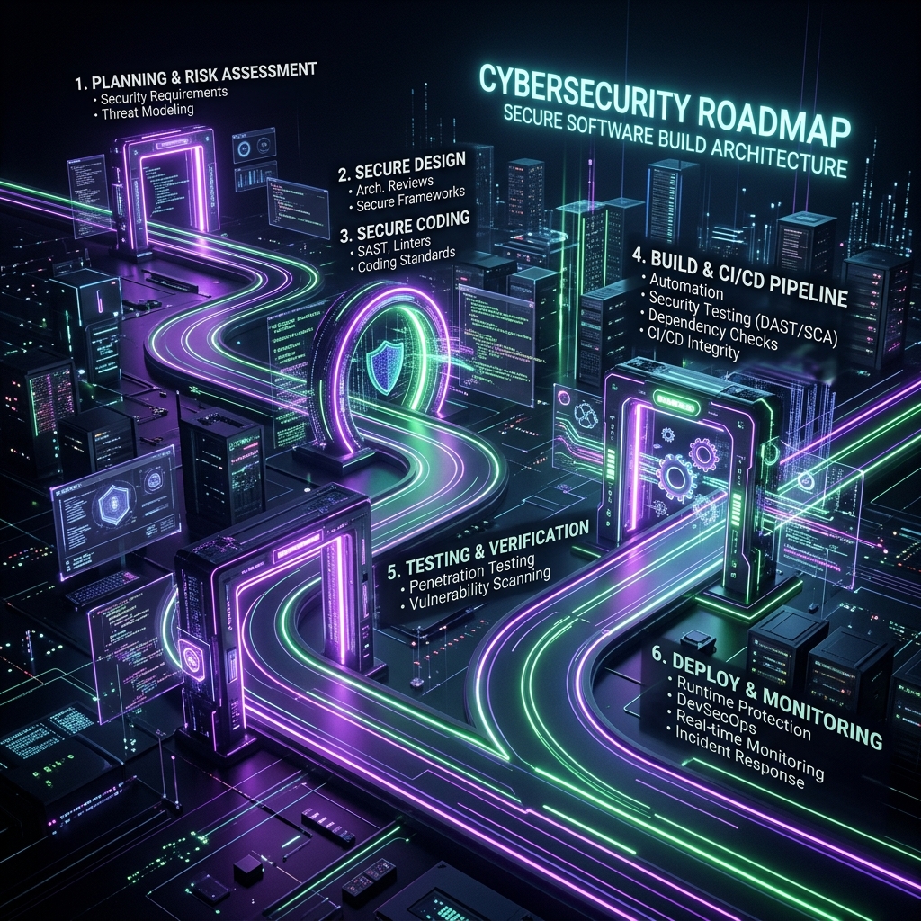 CISO cybersecurity action plan roadmap showing 7 phases of supply chain threat mitigation